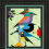 Framed needle art showing abstract birds nesting with flowers.