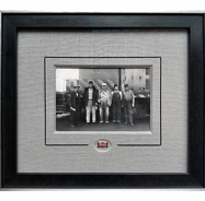 framed railroad workers and pin