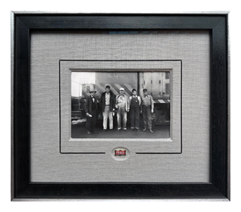 framed railroad workers and pin