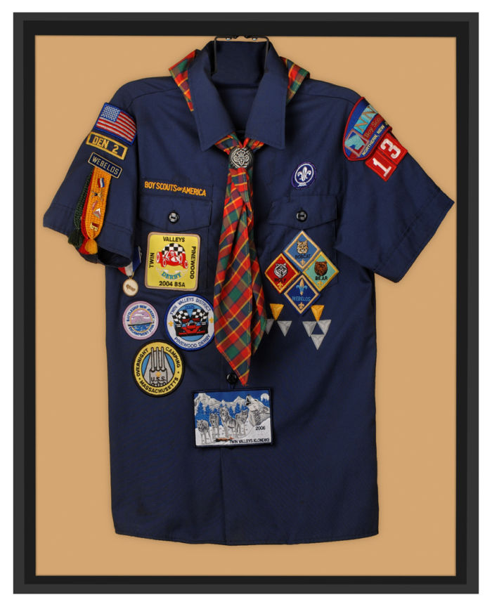 framed boy scout uniform