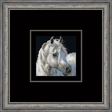Framed needle art of horse