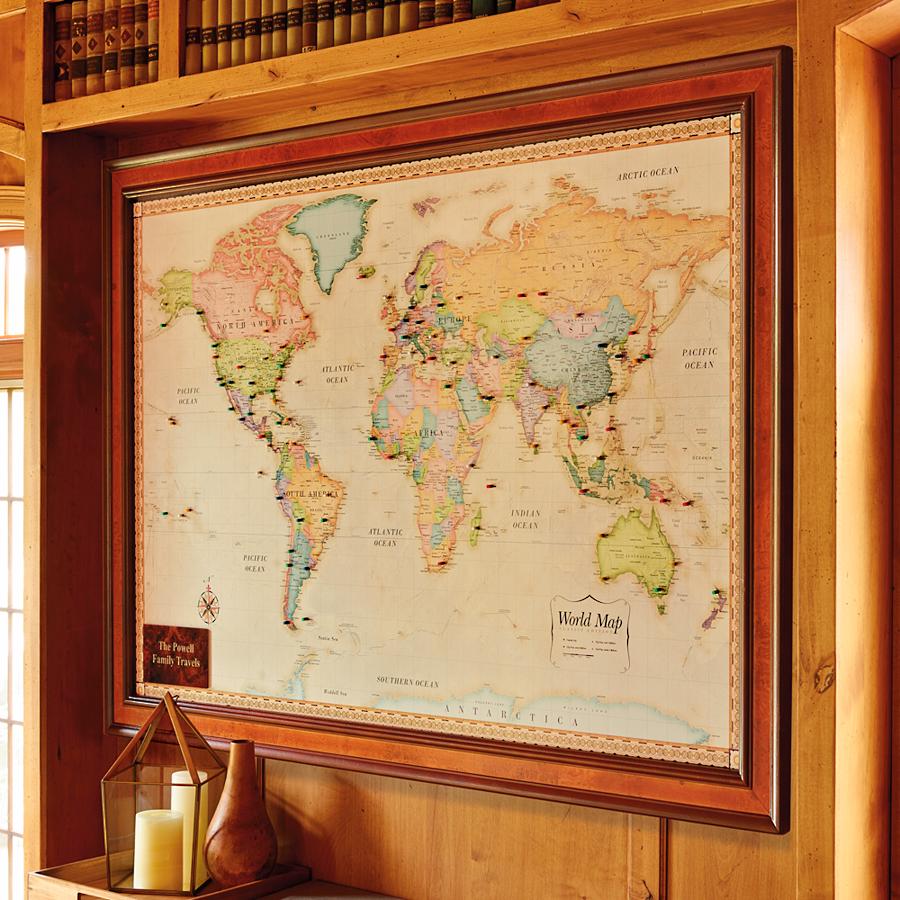 Framed Map Of The World Framed World Map Wall Maps World Map Poster ...