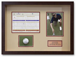 Custom framed golf hole in one shadowbox display case