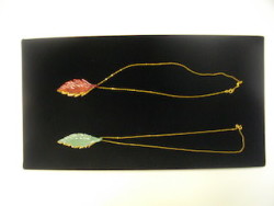 Glass leaf pendants on chain by Brooke Drobot, $40 each